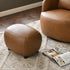 Elmer Faux Leather Ottoman – Round Camel Ottoman | Decorative Ottoman | Kinwell Furniture | Modern Faux Leather Furniture